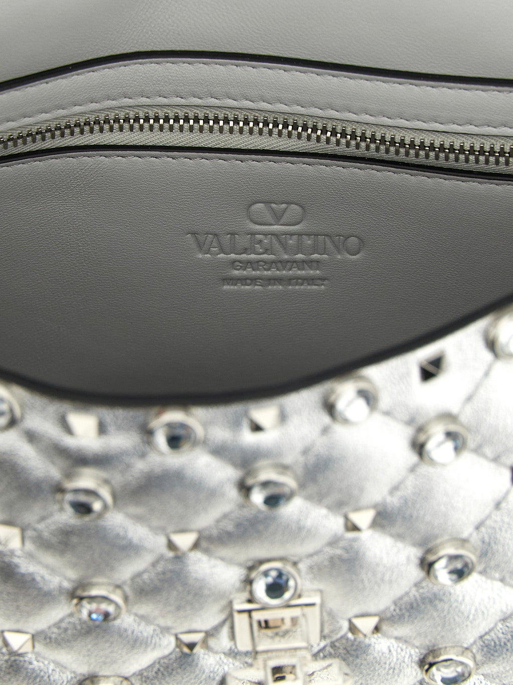Valentino Garavani Silver Lamb Leather Shoulder Bag Valentino Garavani