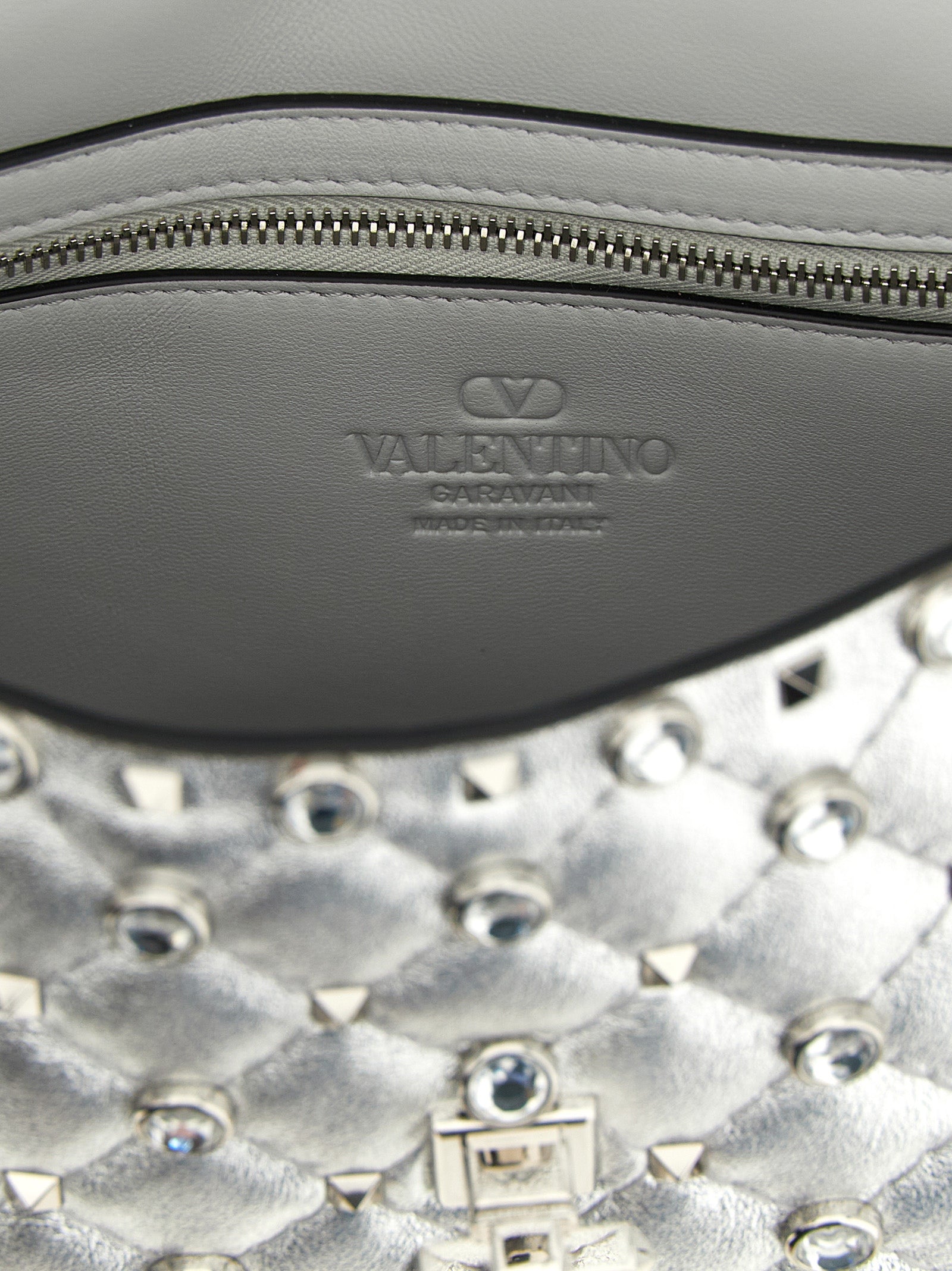 Valentino Garavani Silver Lamb Leather Shoulder Bag Valentino Garavani