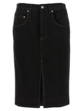 Saint Laurent Black Cotton Midi Skirt Saint Laurent