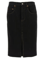 Saint Laurent Black Cotton Midi Skirt Saint Laurent