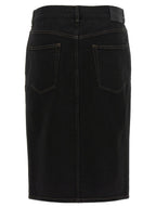 Saint Laurent Black Cotton Midi Skirt Saint Laurent