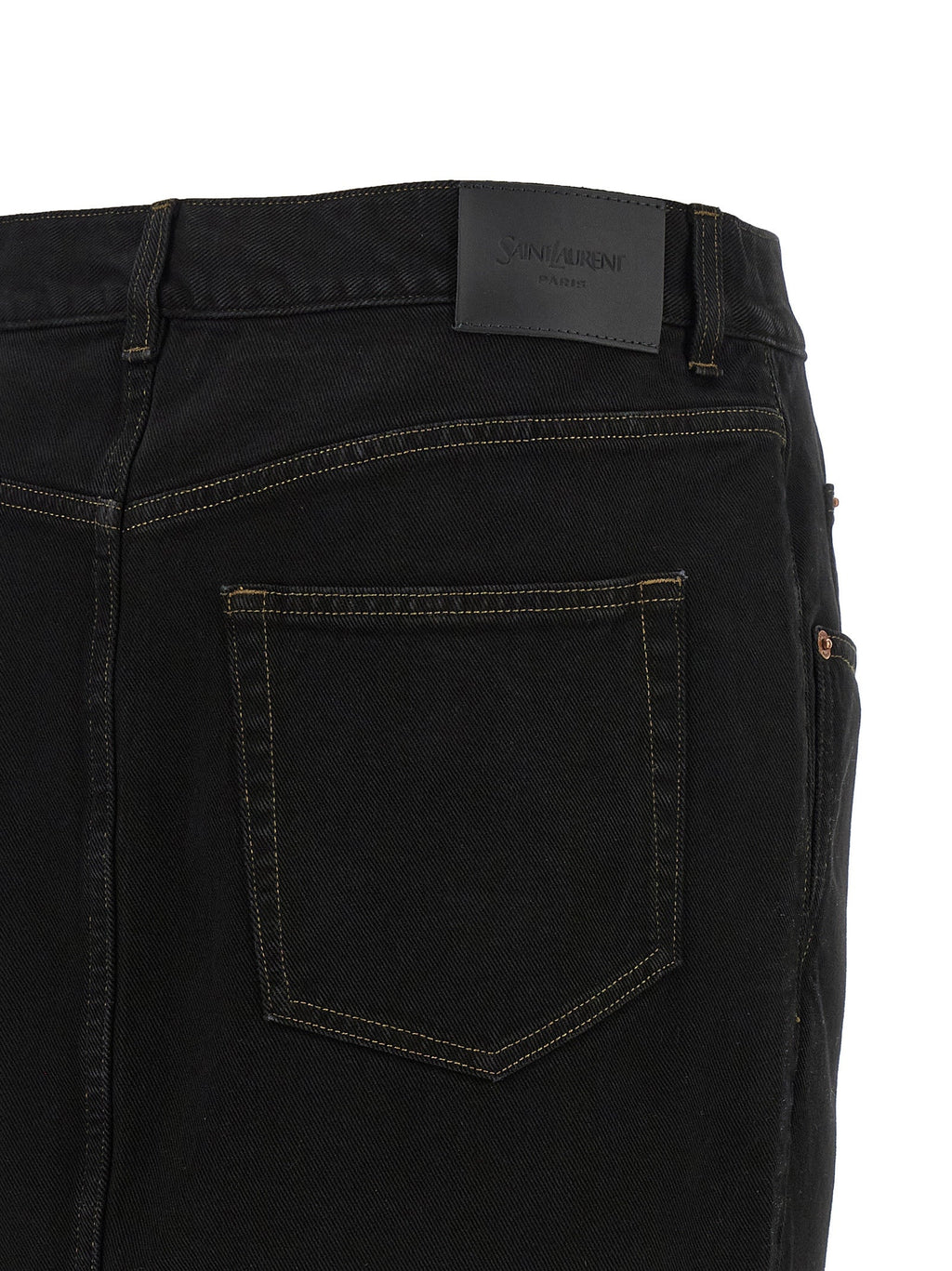 Saint Laurent Black Cotton Midi Skirt Saint Laurent