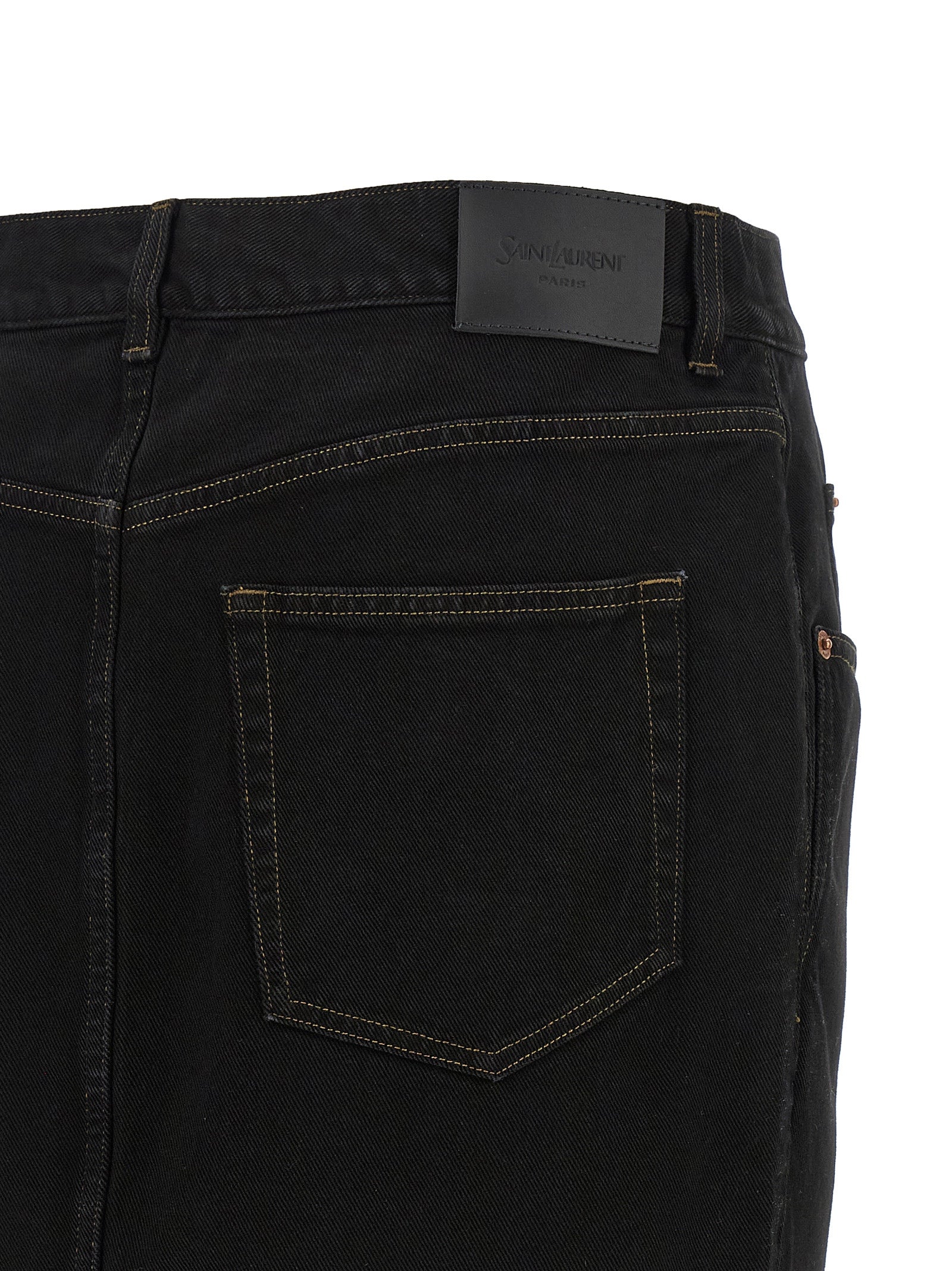 Saint Laurent Black Cotton Midi Skirt Saint Laurent