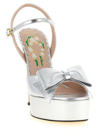 Valentino Garavani Silver Leather Stiletto Heel Sandals Valentino Garavani