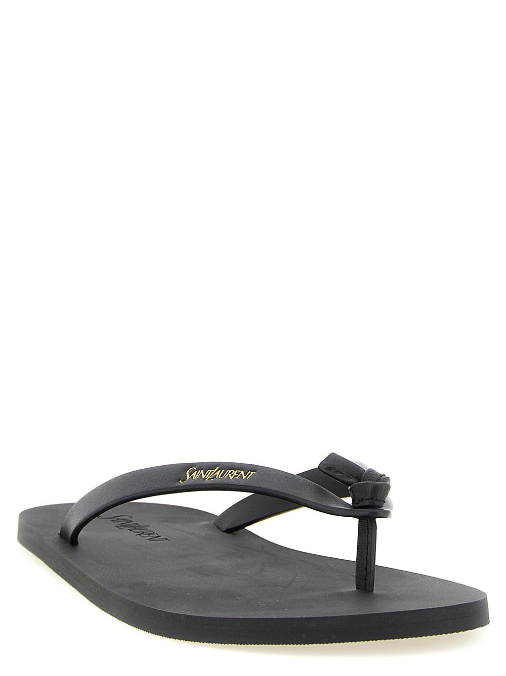 Saint Laurent Black Calfskin Slides Saint Laurent