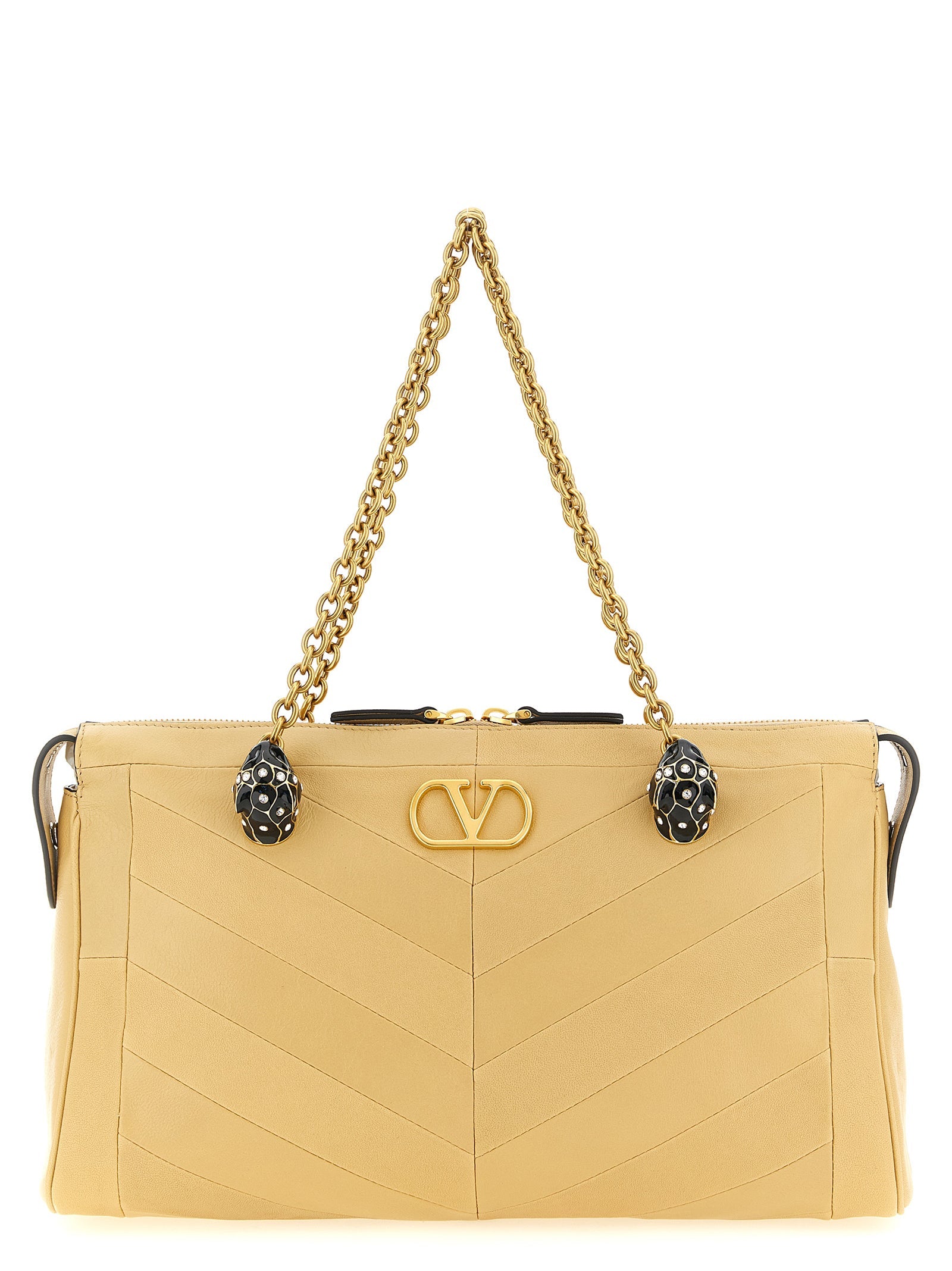 Valentino Garavani Beige Lamb Leather Shoulder Bag Valentino Garavani