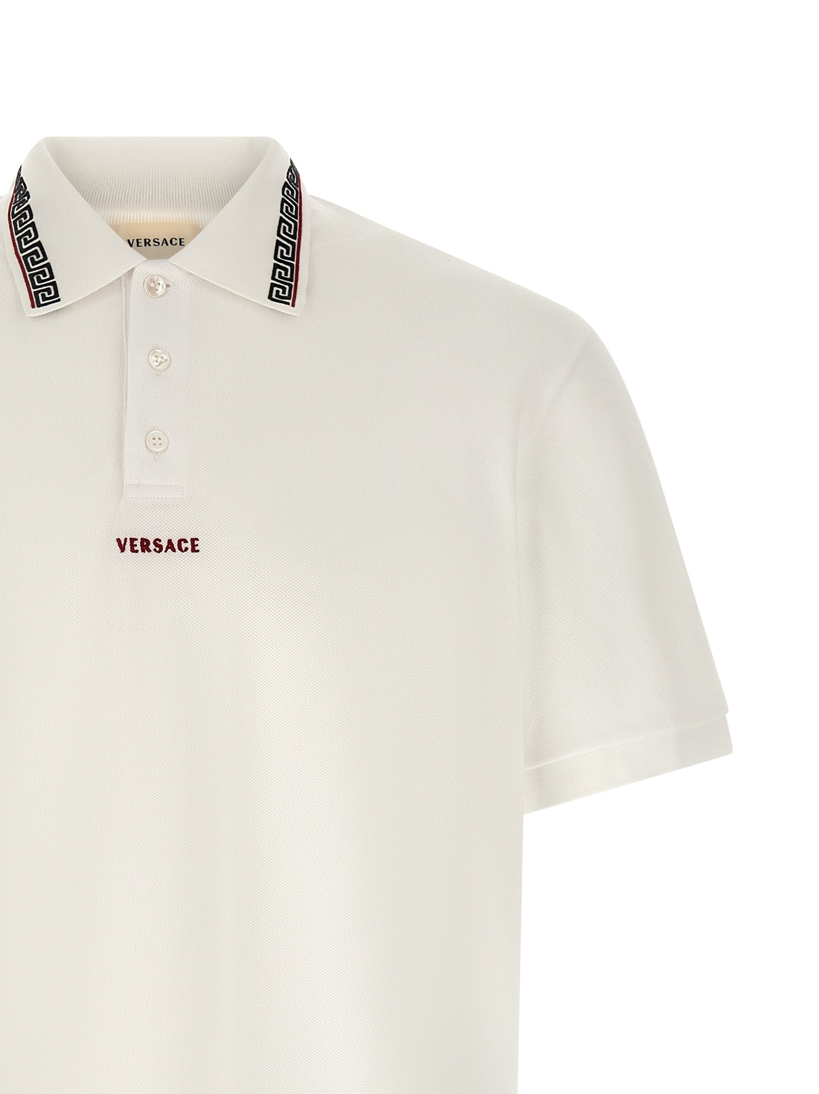 Versace White Cotton Polo Shirt Versace