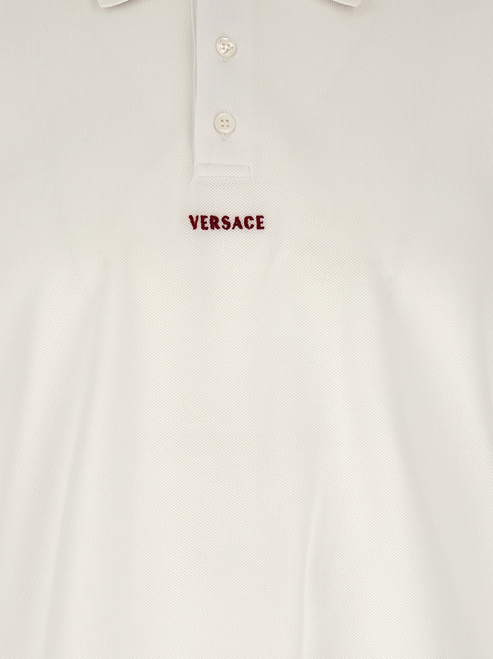 Versace White Cotton Polo Shirt Versace
