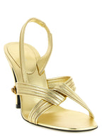 Versace Gold Lamb Leather Stiletto Heel Sandals Versace