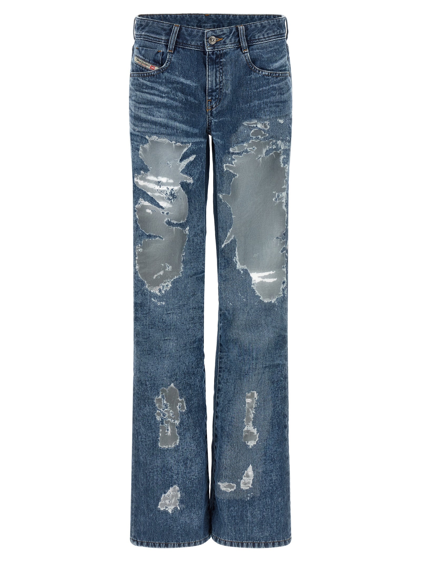 Diesel Blue Cotton Flared Jeans Diesel