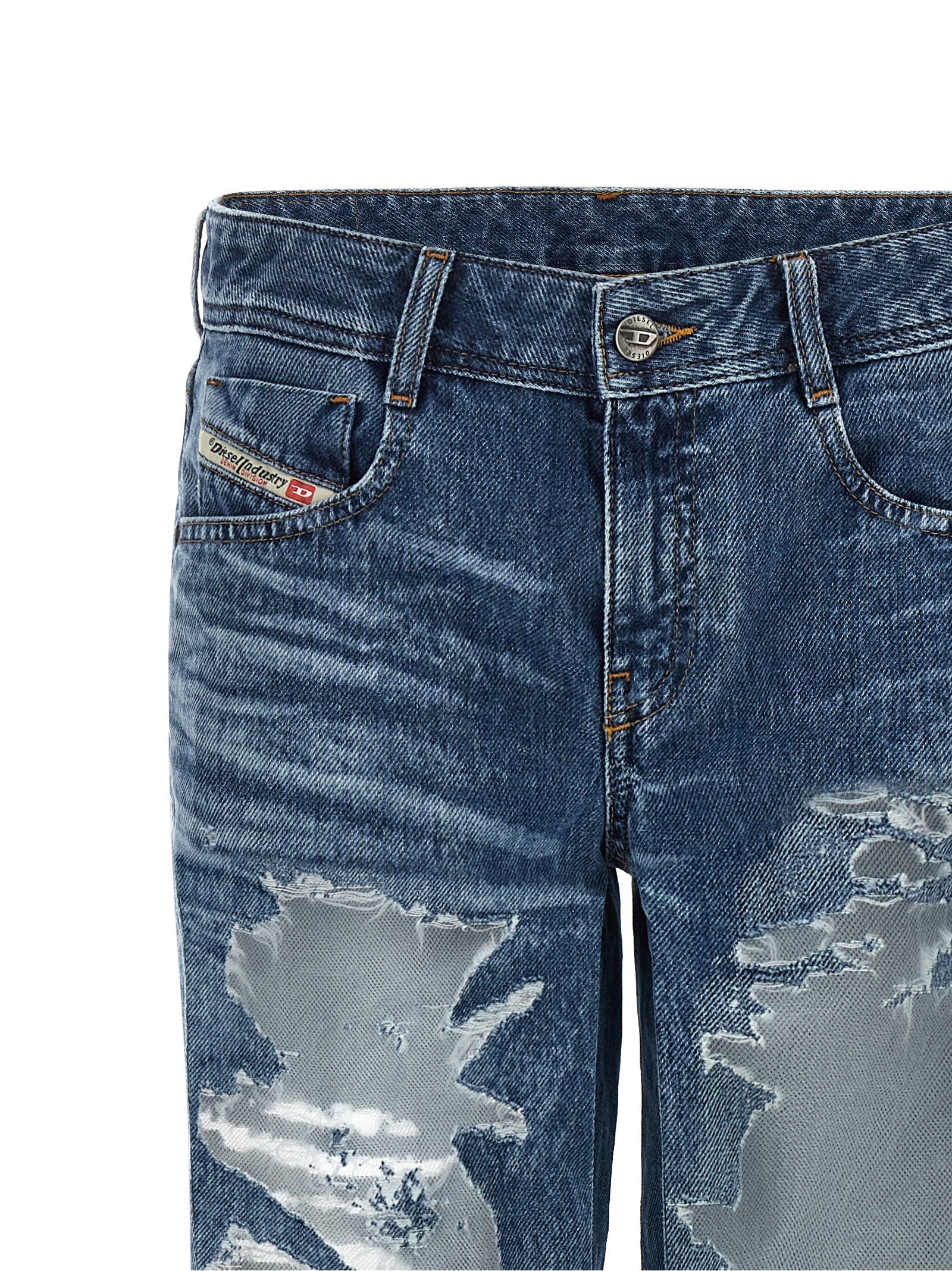 Diesel Blue Cotton Flared Jeans Diesel