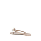 Valentino Garavani Beige Cotton Flip-Flop Sandals Valentino Garavani