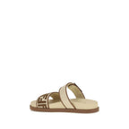 Fendi Brown Raffia Flat Sandals Fendi