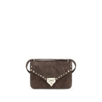 Valentino Garavani Brown Suede Leather Shoulder Bag Valentino Garavani