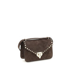 Valentino Garavani Brown Suede Leather Shoulder Bag Valentino Garavani