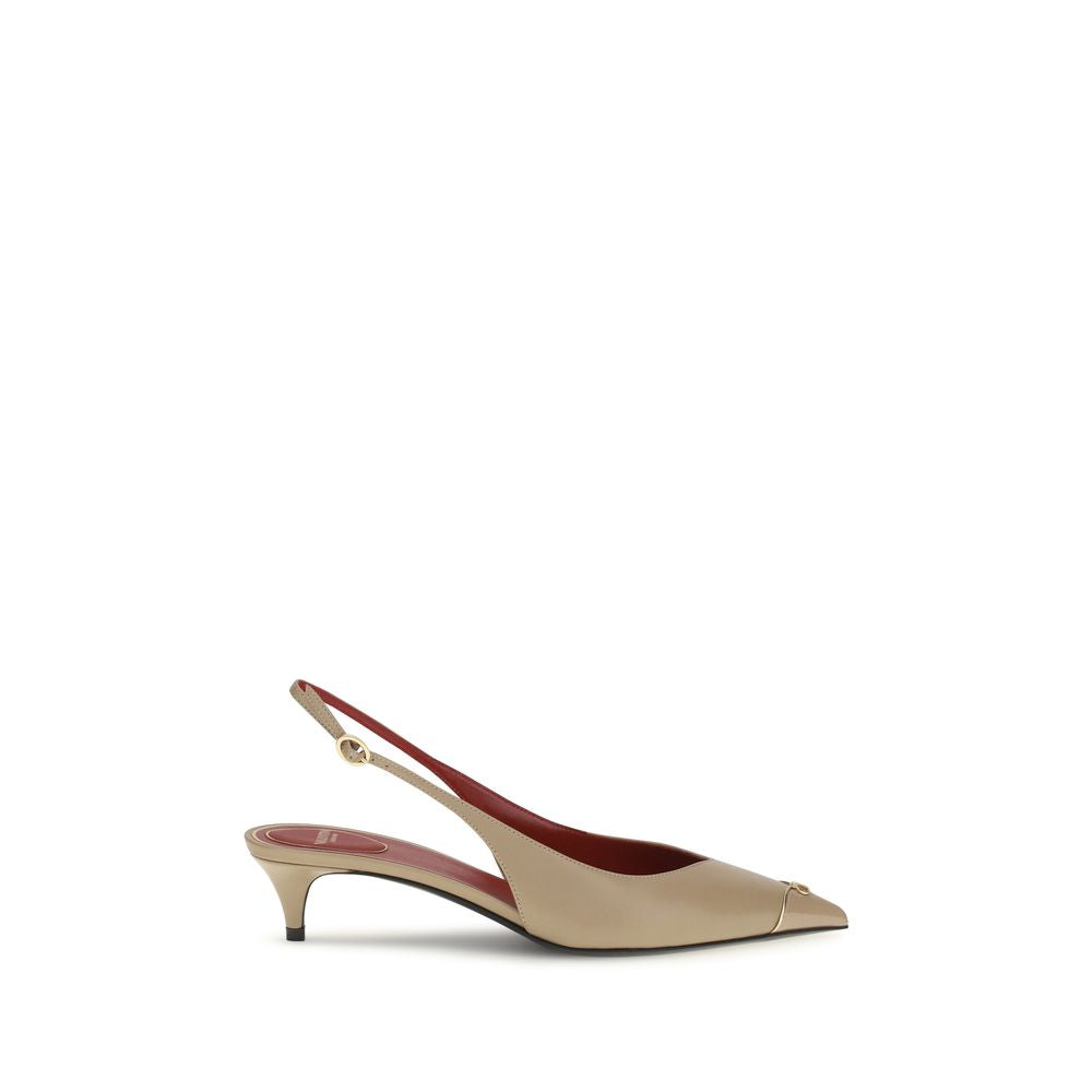 Valentino Garavani Beige Calf Leather Bos Taurus Mid Heel Pumps Valentino Garavani