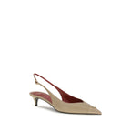 Valentino Garavani Beige Calf Leather Bos Taurus Mid Heel Pumps Valentino Garavani