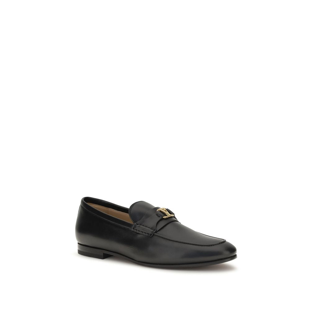 Valentino Garavani Black Calf Leather Bos Taurus Slip-On Loafers Valentino Garavani