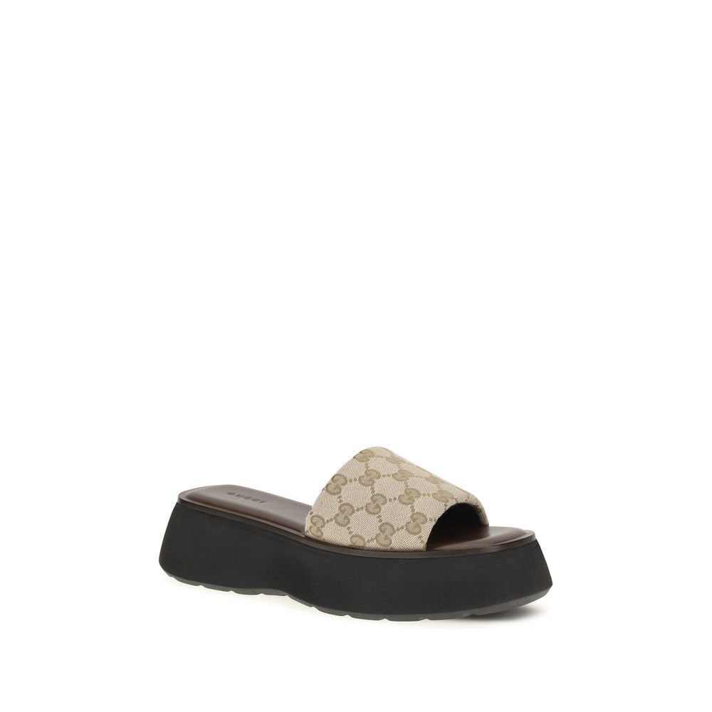 Gucci Beige Fabric Platform Sandals Gucci
