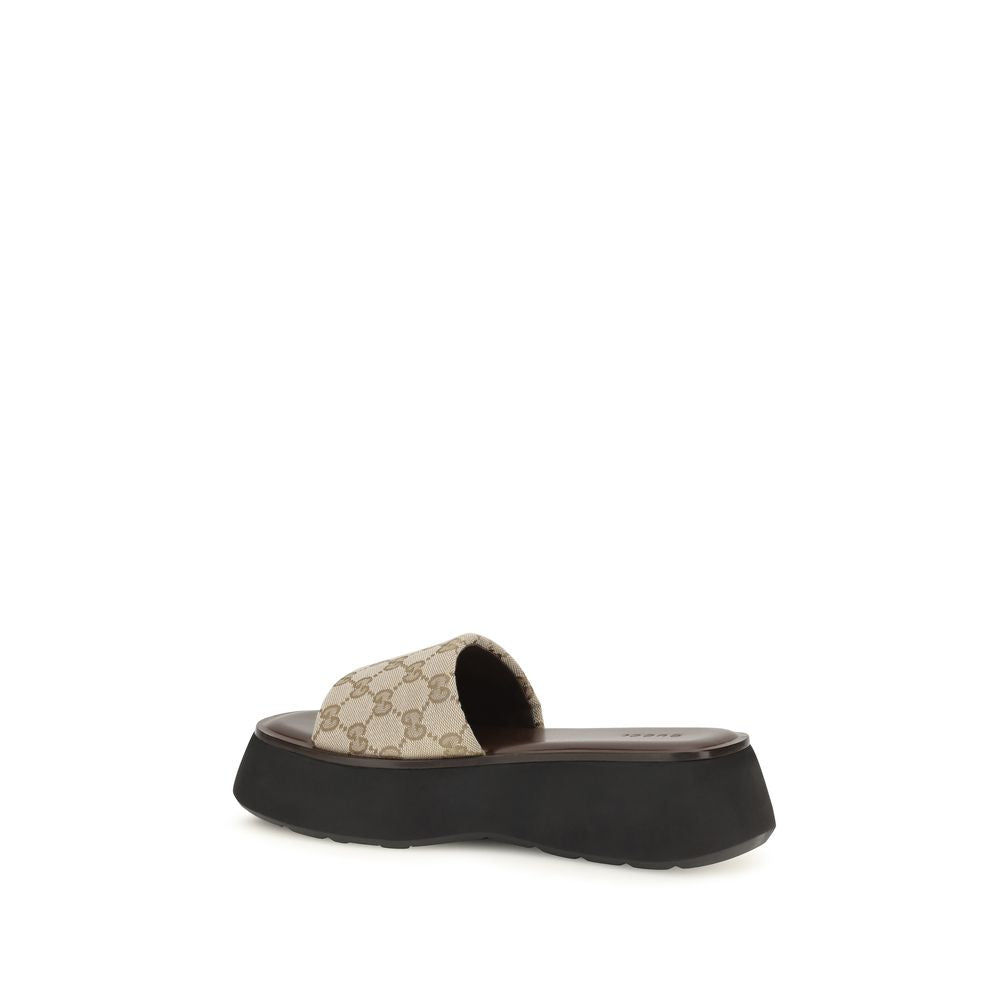 Gucci Beige Fabric Platform Sandals Gucci