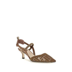 Fendi Brown Polyamide Mid Heel Pumps Fendi