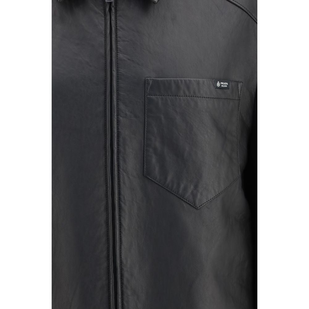 Prada Black Lamb Ovis Aries Aries Leather Jacket Prada