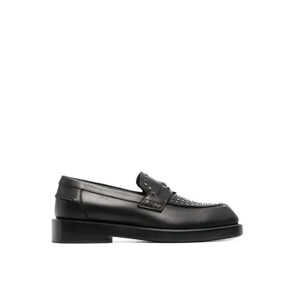Versace Black Leather Slip-On Loafers Versace