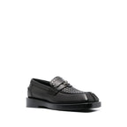 Versace Black Leather Slip-On Loafers Versace