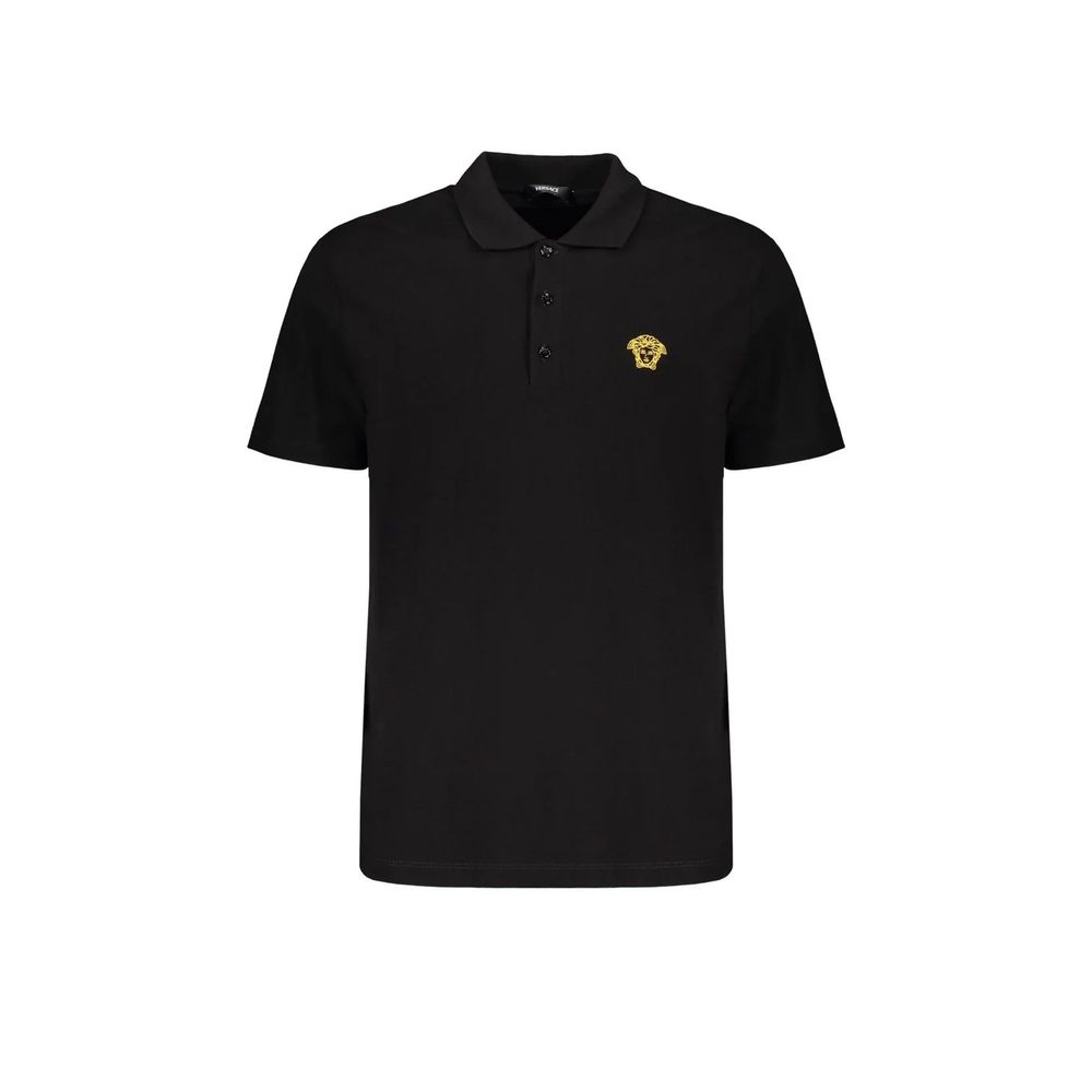 Versace Black Cotton Polo Shirt Versace