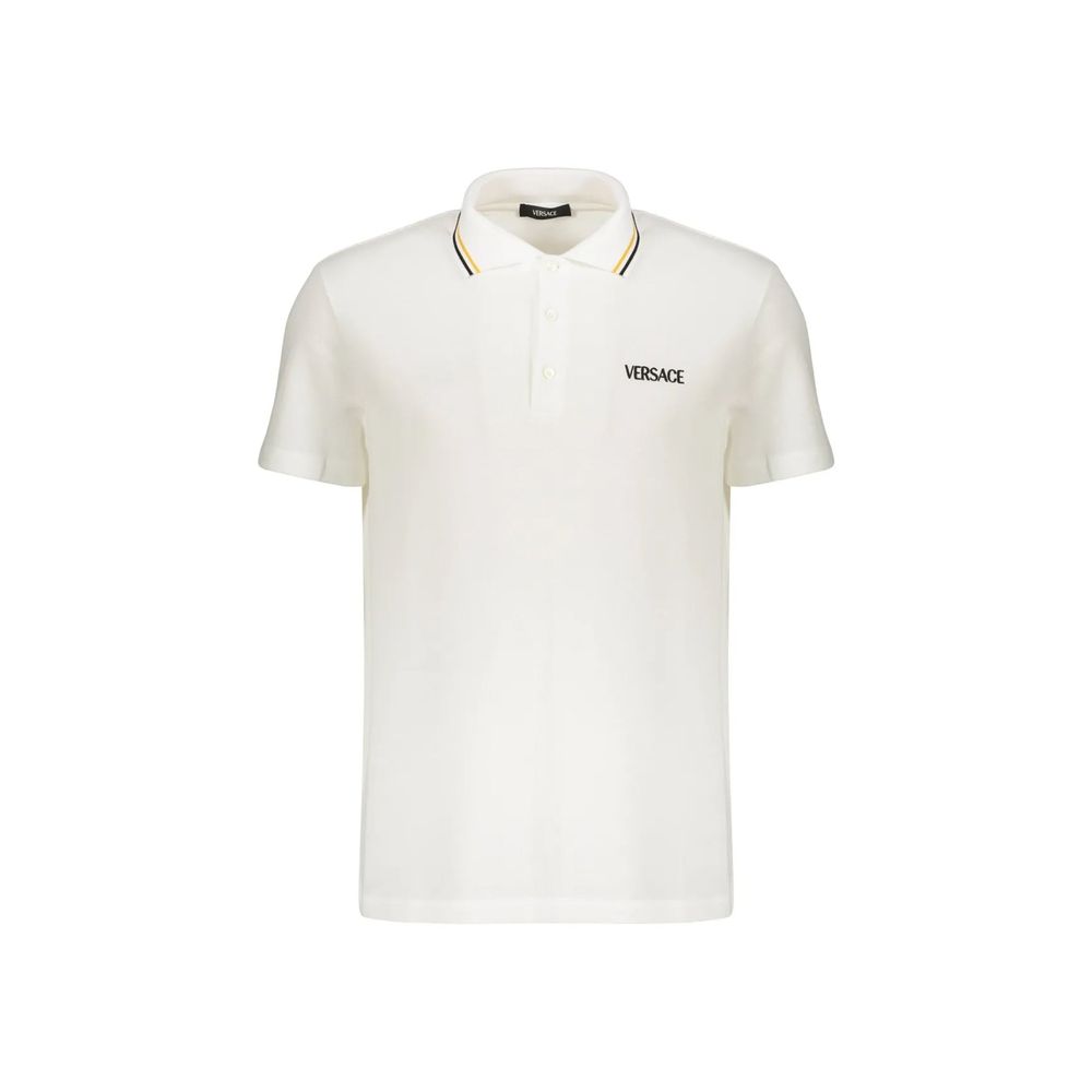 Versace White Cotton Polo Shirt Versace