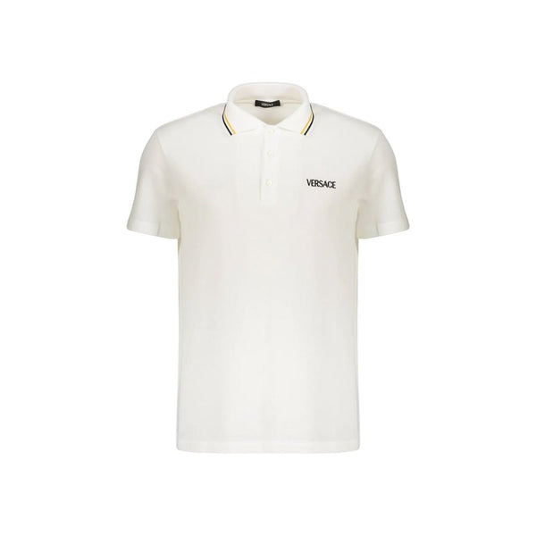 Versace White Cotton Polo Shirt Versace
