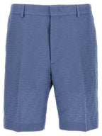 Fendi Blue Linen Bermuda Shorts