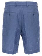 Fendi Blue Linen Bermuda Shorts