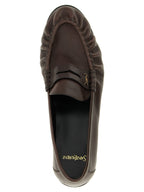 Saint Laurent Brown Calfskin Slip-On Loafers