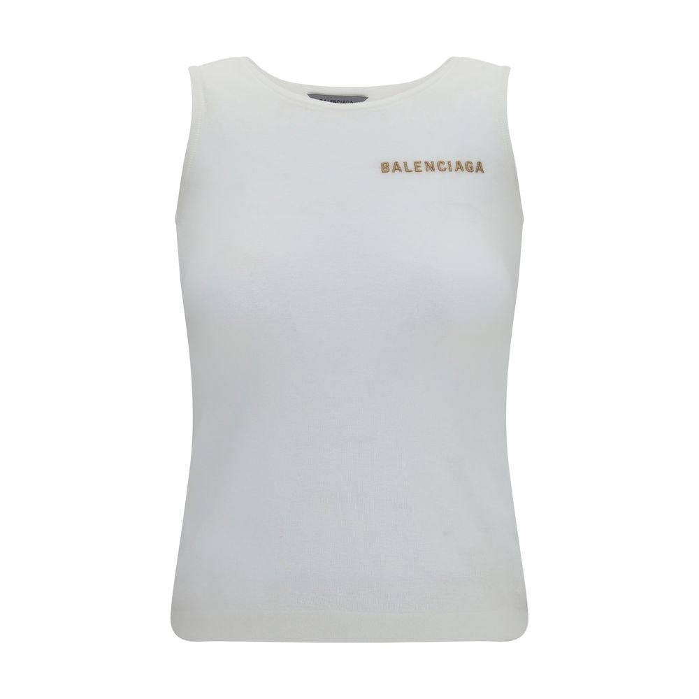 Balenciaga White Cotton Tank Tops Balenciaga