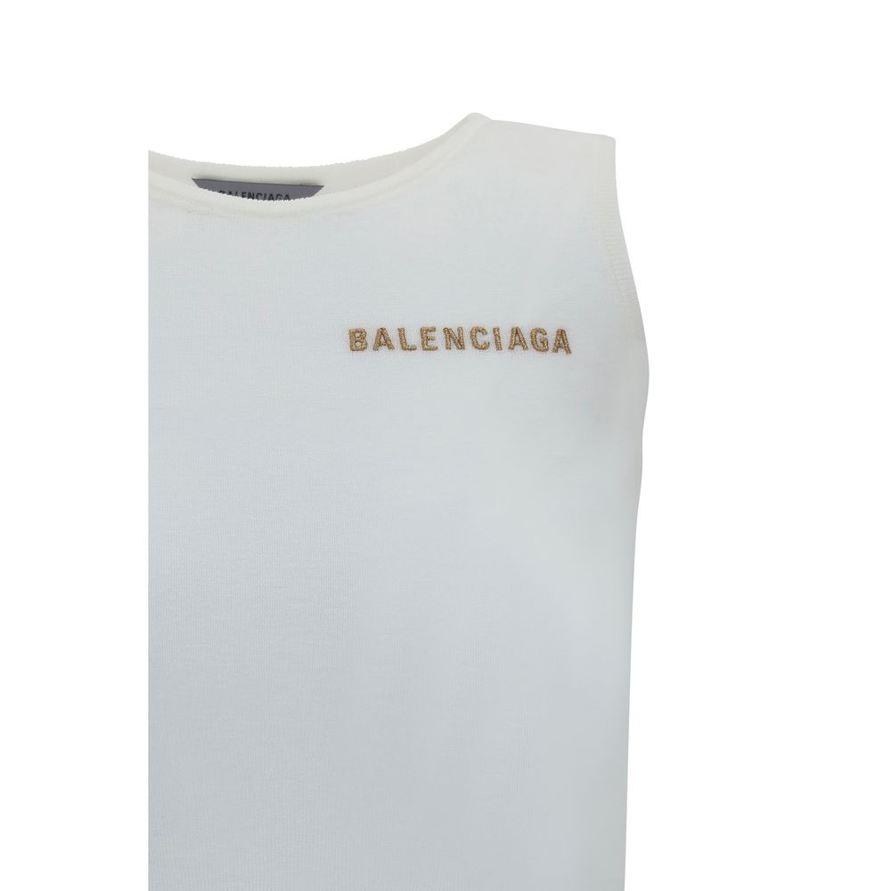 Balenciaga White Cotton Tank Tops Balenciaga