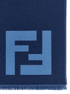 Fendi Blue Virgin Wool Scarf Fendi