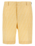 Fendi Bicolor Linen Bermuda Shorts Fendi