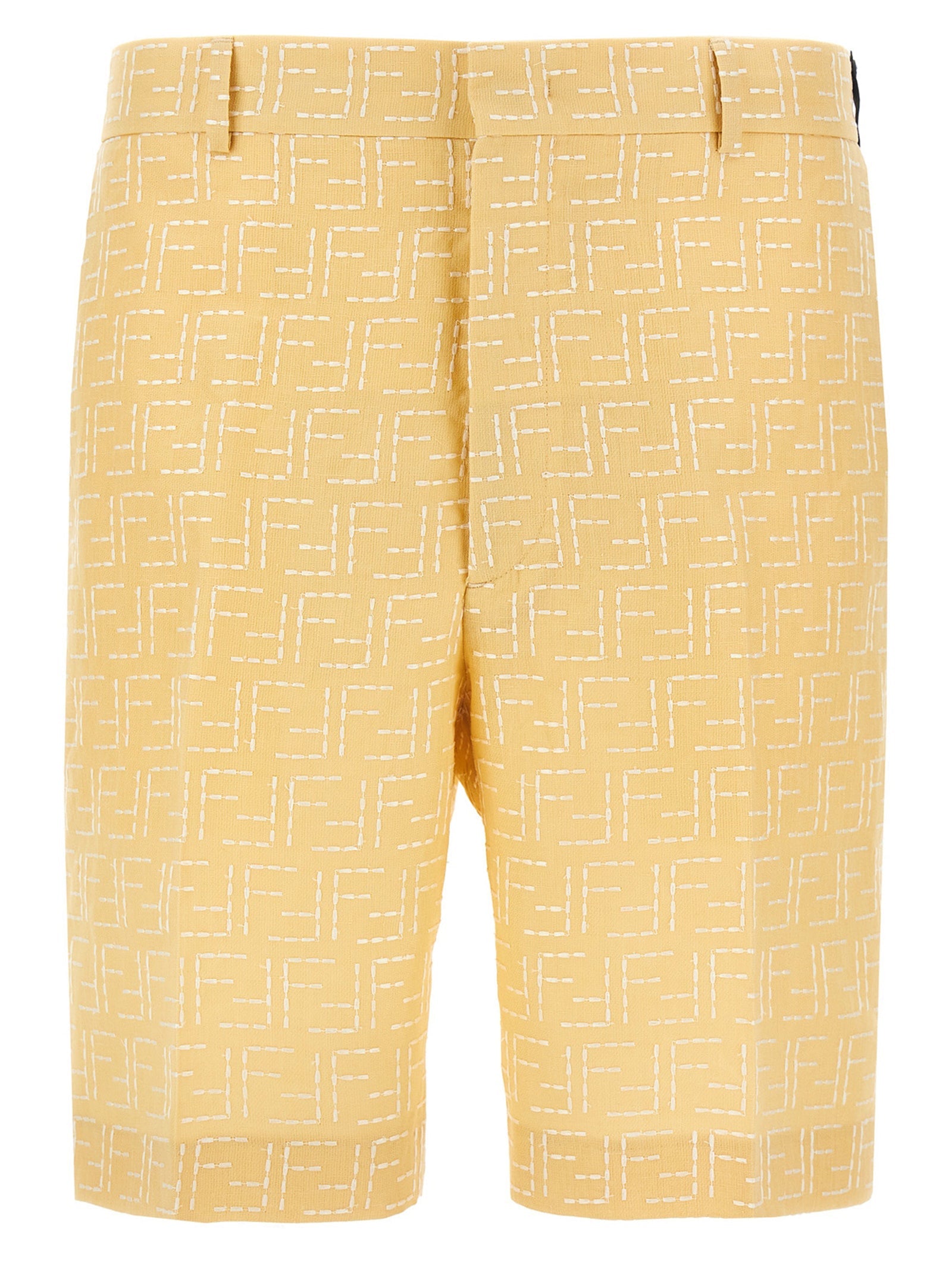 Fendi Bicolor Linen Bermuda Shorts Fendi