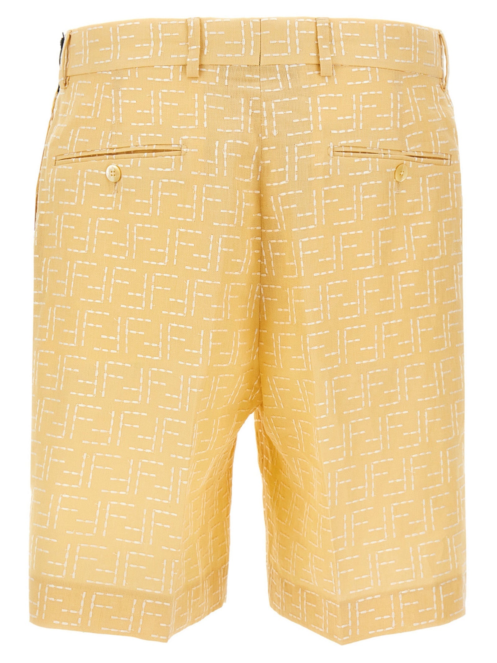 Fendi Bicolor Linen Bermuda Shorts Fendi