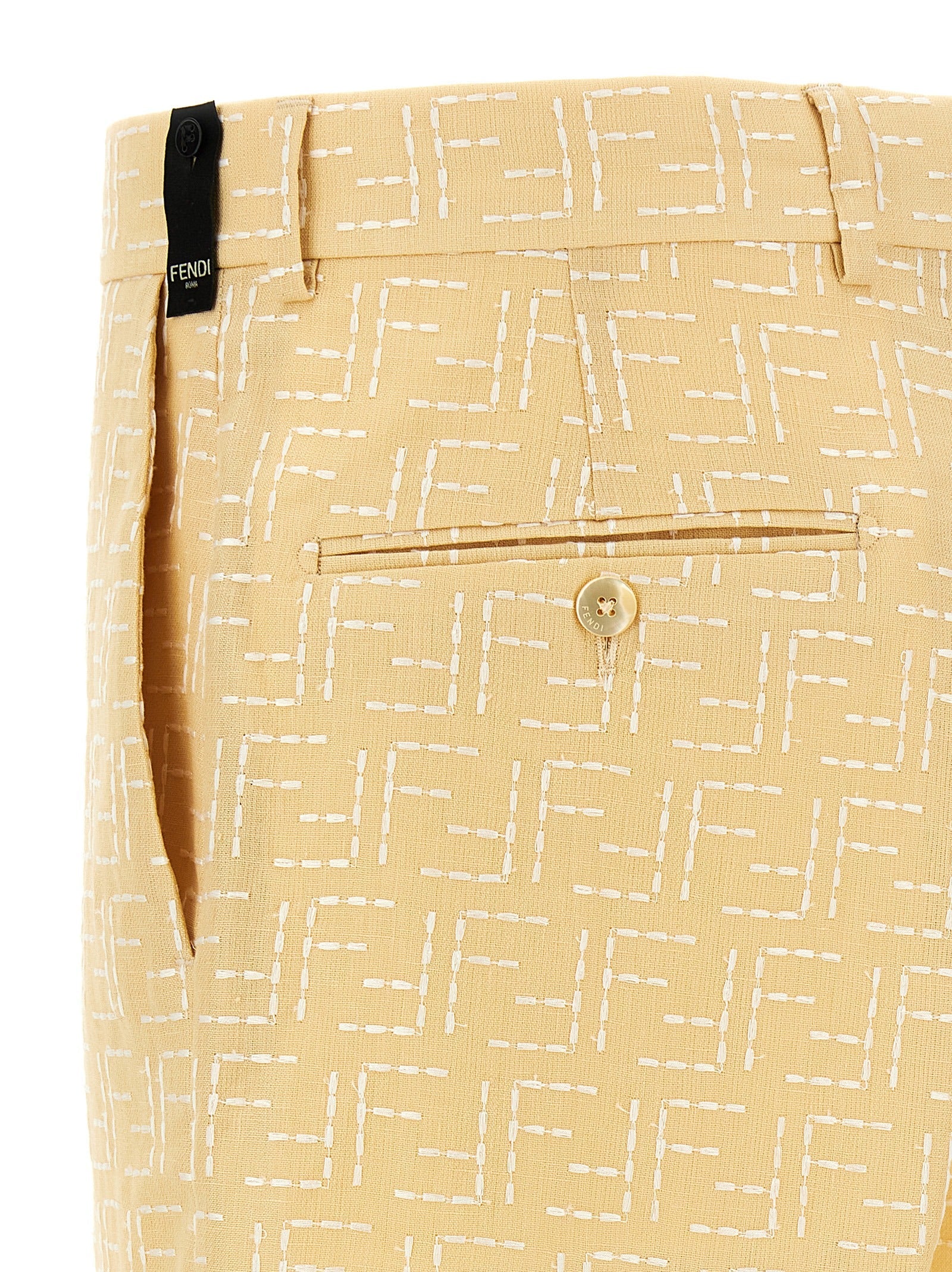 Fendi Bicolor Linen Bermuda Shorts Fendi