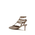 Valentino Garavani Beige Calf Leather Bos Taurus Mid Heel Pumps Valentino Garavani