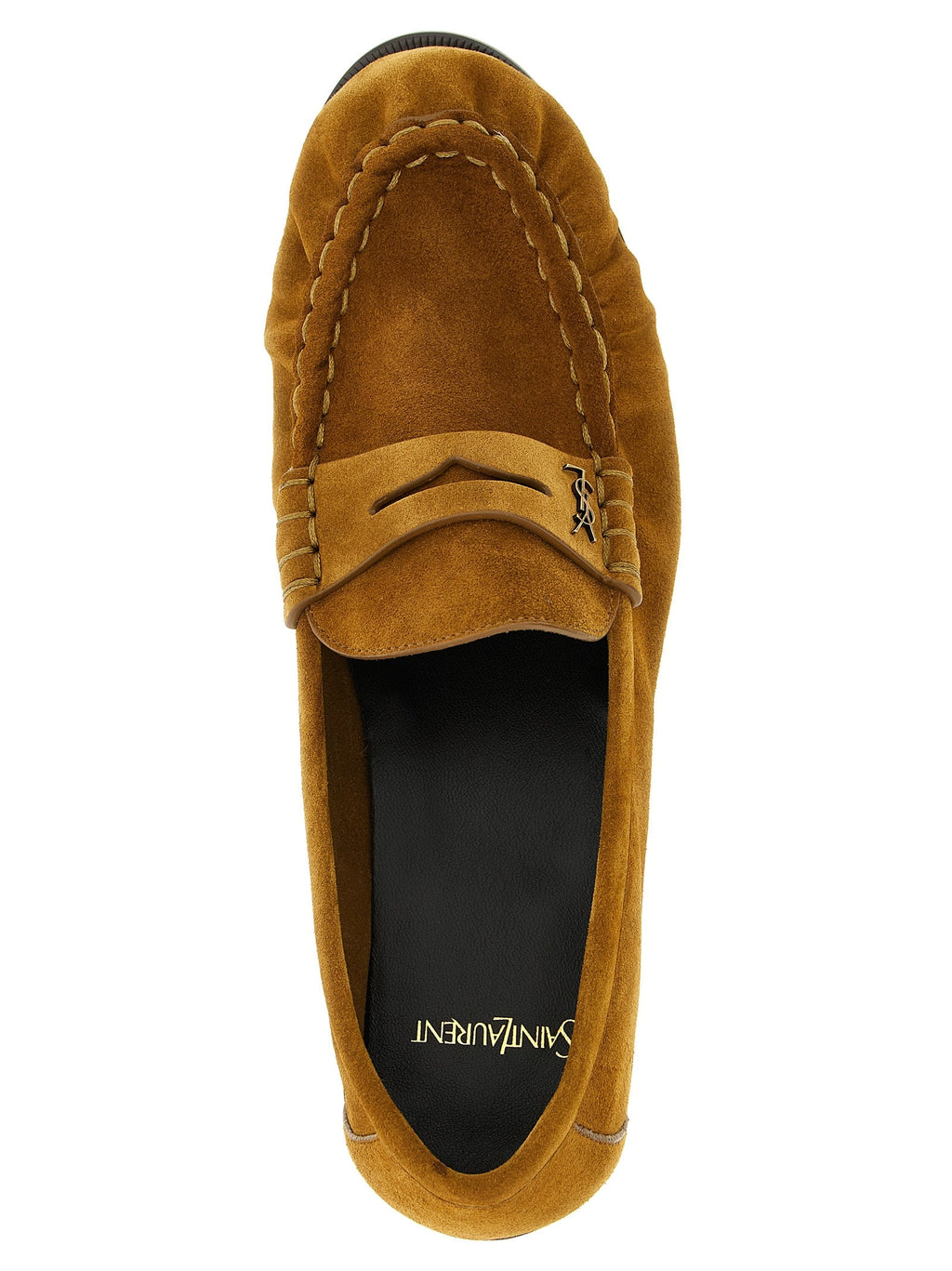 Saint Laurent Brown Calfskin Slip-On Loafers Saint Laurent