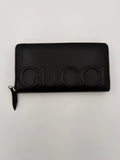 Gucci GUCCI Zip Black Front Logo Embossed Wallet Gucci