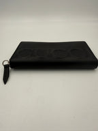 Gucci GUCCI Zip Black Front Logo Embossed Wallet Gucci