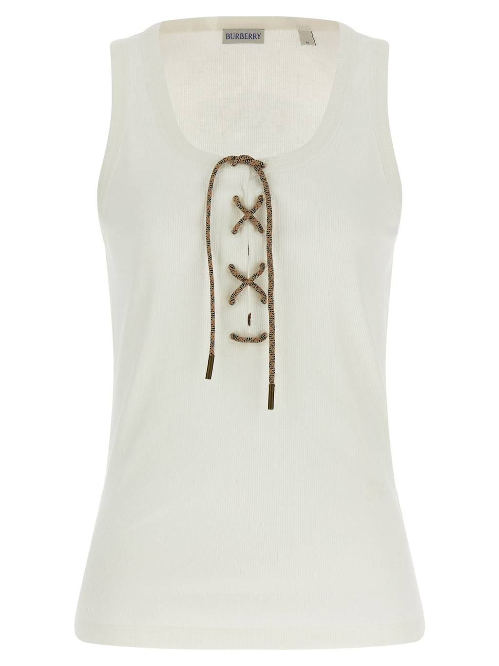 Burberry White Cotton Tank Tops Burberry