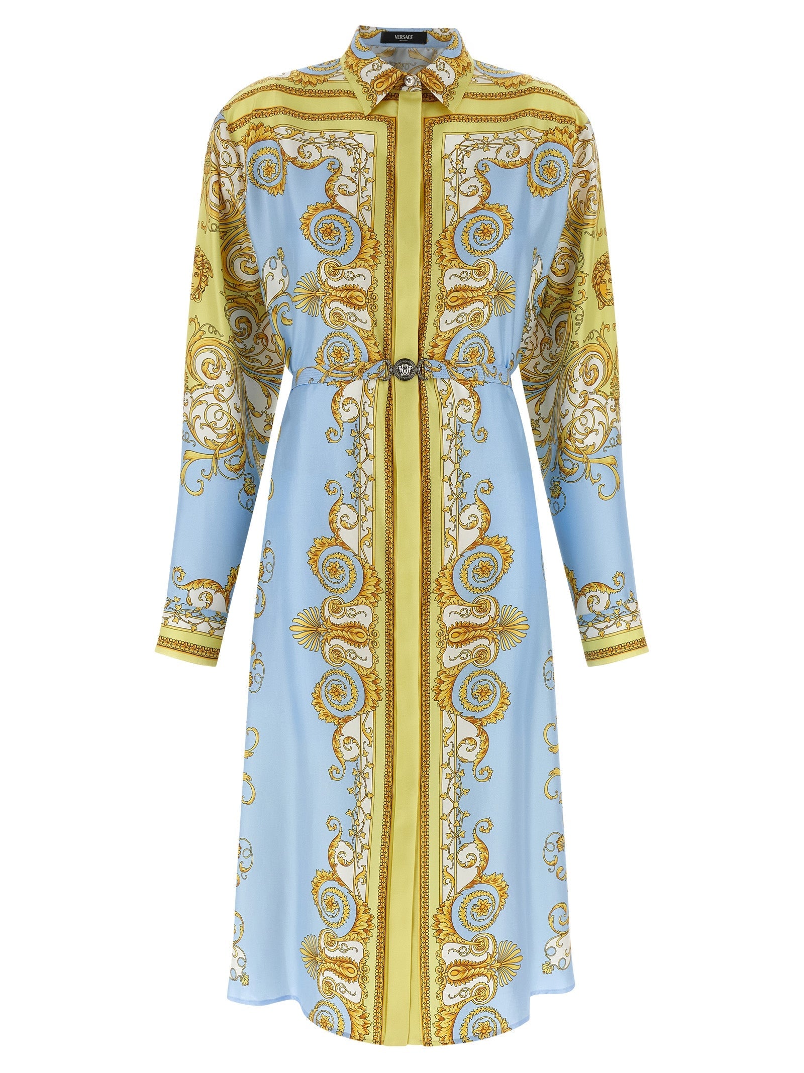 Versace Blue Silk Midi Dress Versace