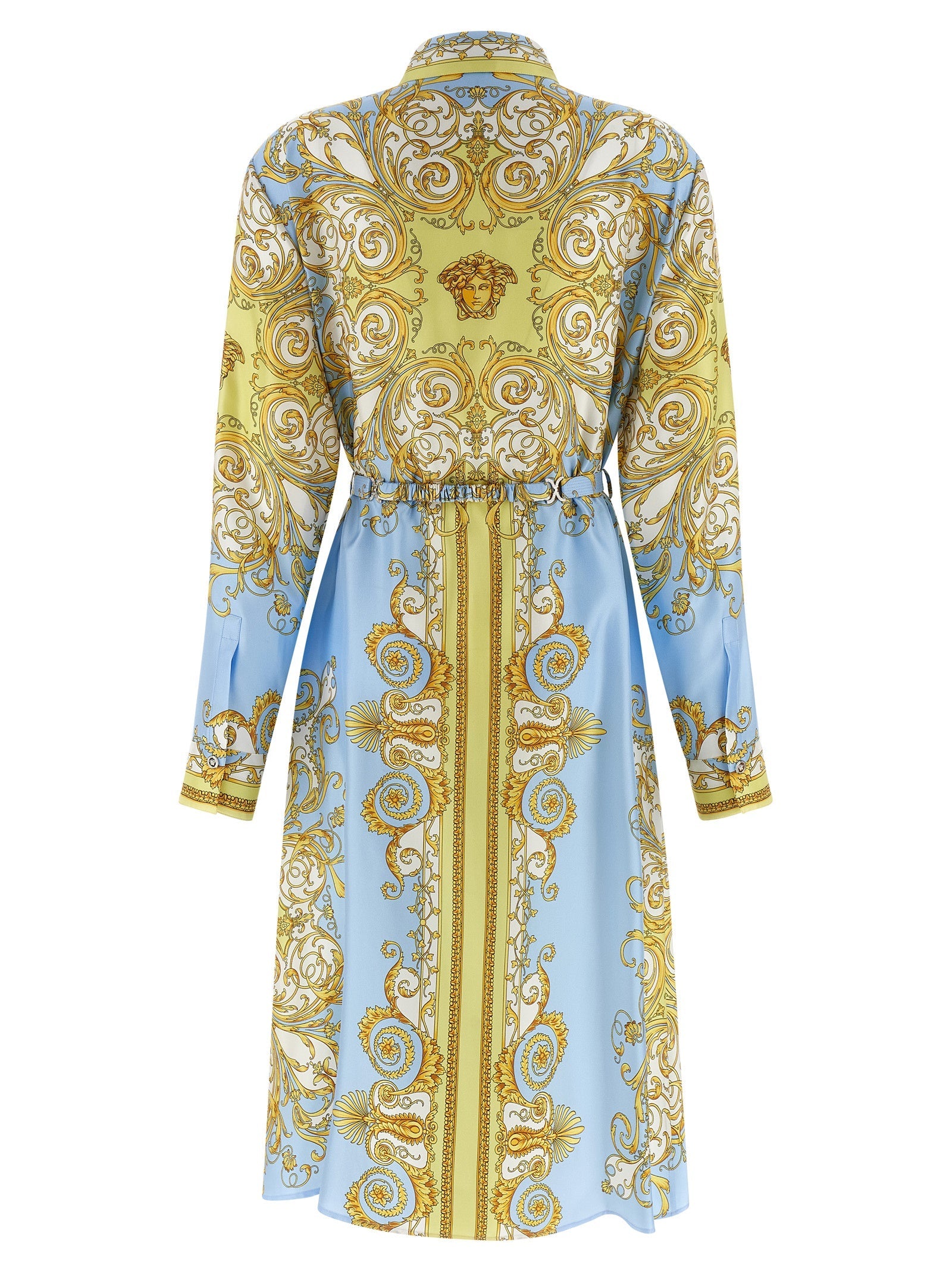 Versace Blue Silk Midi Dress Versace
