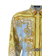 Versace Blue Silk Midi Dress Versace