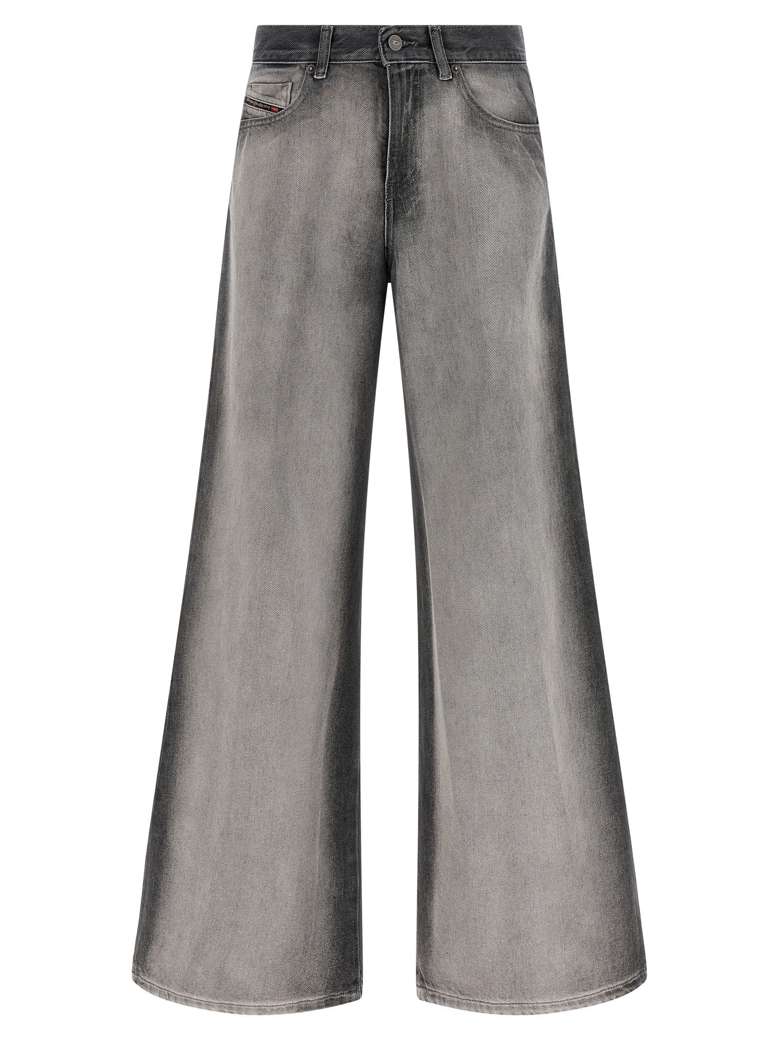 Diesel Gray Cotton Flared Jeans Diesel